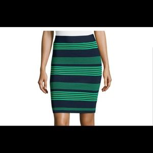 Halston Heritage Mix-Stripe skirt – blue and green - XS